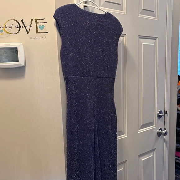 Ralph Lauren Navy Sparkle V-Neck Wrap Dress - Picture 3 of 3
